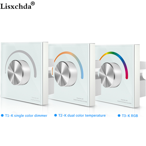 DC12-24V T1-K/T2-K/T3-K Rotary Touch Glass Panel DIM/CCT/RGB LED Controller for single color/color temperature/RGB led strip ► Photo 1/6