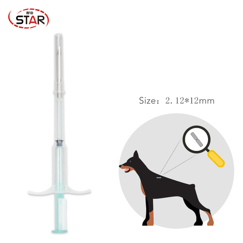 1pc 2.12*12 mm NFC Animal Microchip Syringe 13.56MHz ISO14443A Disposable rfid pet syringe, microchips for pet animal ► Photo 1/6
