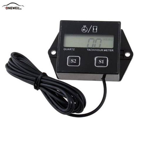 ONEWELL Digital Display Tachometer Engine Tach Hour Meter Gauge Inductive  Car Stroke Engine LCD Display For Car Motor Boat ► Photo 1/6