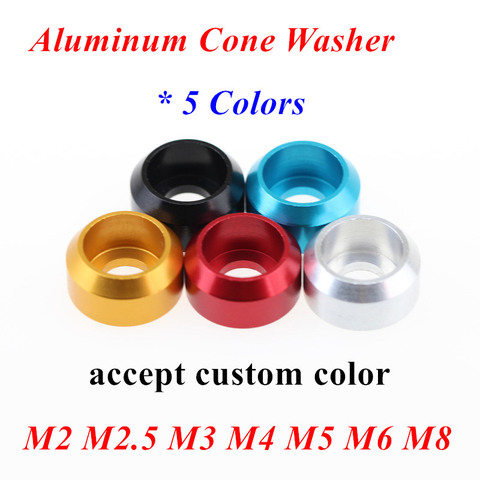 10pcs M3 M4 M5 M6 M8 Aluminum ally cup head cone washer Crown Type washer gasket shim anodized red black gold blue alu ► Photo 1/5