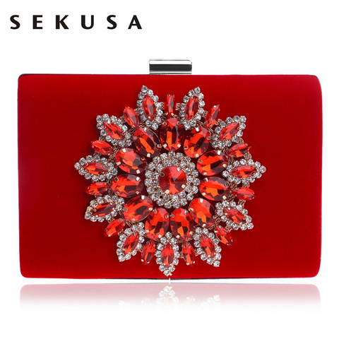 SEKUSA Single Side Sun Diamond Crystal Evening Bags Clutch Bag Hot Styling Day Clutches Lady Wedding woman bag Rhinestones Purse ► Photo 1/6