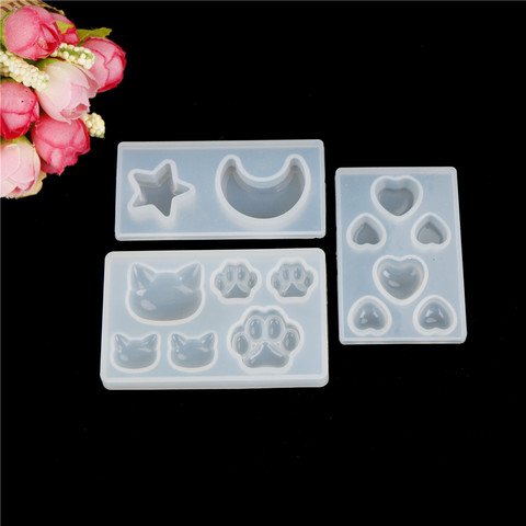 1pc DIY resin pendant necklace pendant   mold resin molds Cat cat claw moon star heart Liquid silicone mold ► Photo 1/6