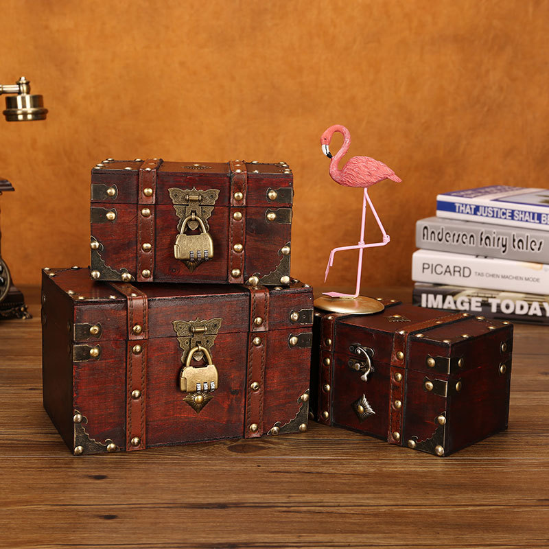 Wooden Jewelry Box Large Lock Trinket Case Holder Storage Organizer Gift 
