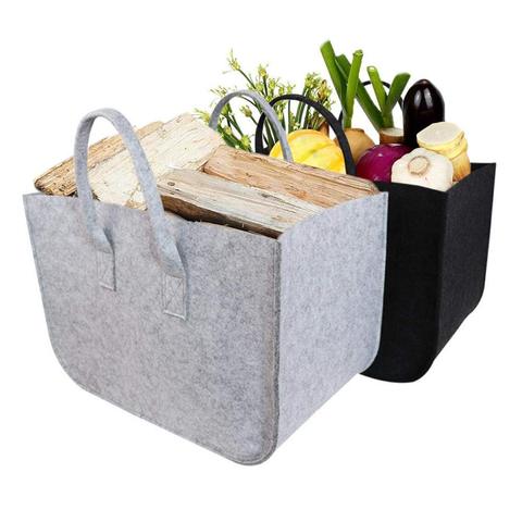 Large Firewood Basket,Storage Felt Shopping Basket Cloths Bag,Laundry Hamper Baskets with Handle for Carry Wood,Toys,Go Shopping ► Photo 1/6