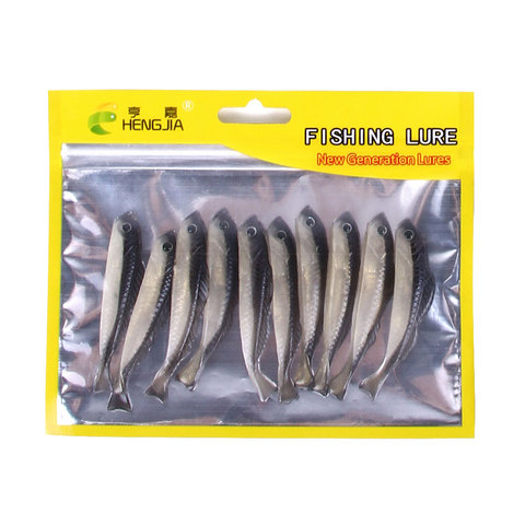 HENGJIA 10PCS/Lot 68mm 2.7g Fishing Soft lure Silicone Bait Drive Shad Double Colors Fishing Lure Soft Artificial Bait ► Photo 1/6