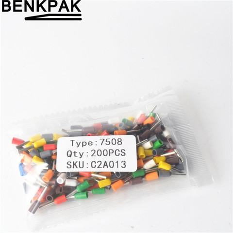 200pcs/lot E7508 Bootlace cooper Ferrules kit set Wire Copper Crimp End Terminal ► Photo 1/3