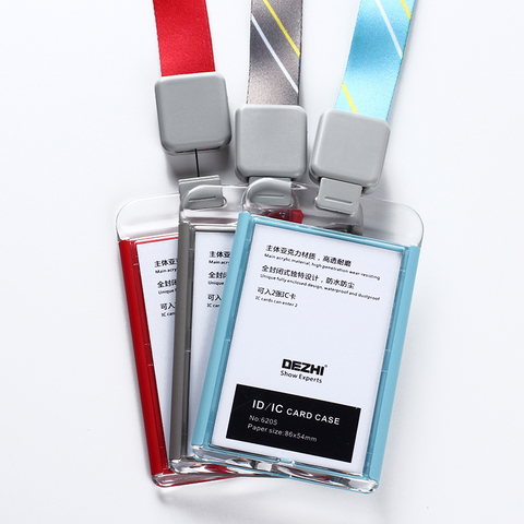 DEZHI-Fashion style Acrylic clear ID IC Card Case lowest price of work card with lanyard,can custom the LOGO,OEM! ► Photo 1/6
