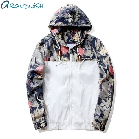 Grandwish Floral Bomber Jacket Men/Women Hip Hop Slim Flowers Pilot Bomber Jacket Coat Men's Hooded Jackets Plus Size 4XL,PA571 ► Photo 1/6