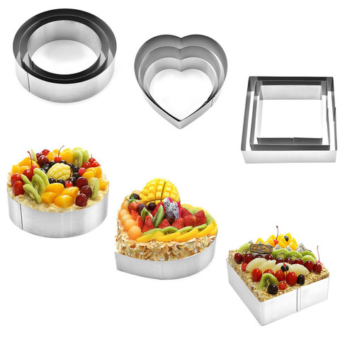 3 Pcs/Set Stainless Steel Mousse Ring Mold Cookie Cutter Baking Biscuit Mold Pastry Tools Accessories Salad Form Baking Tips ► Photo 1/6
