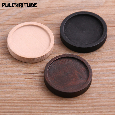  10pcs/lot 25mm Inner Size Three Color Round Wood Cabochon Base Setting Charms Pendant Necklace Findings P6945 ► Photo 1/6