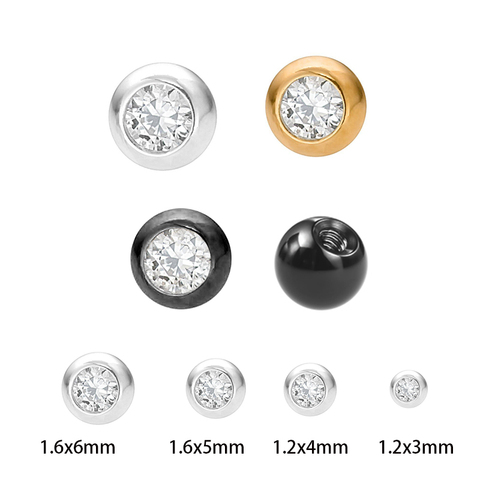 5Pcs/Lot 3-5mm Cubic Zirconia Replacement Piercing Ball Externally Threaded Gold Color Ball 16G/14 Gauge Piercing Ball Jewelry ► Photo 1/6