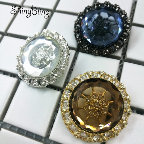 35mm Big craft supplie Handmade decorative rhinestone Metal Buttons,sewing buttons on fur coats garment accessories ► Photo 1/5