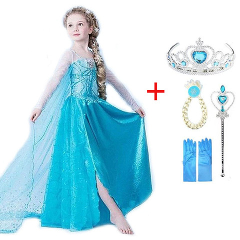 Girls elsa dress Costumes for kids snow queen Movie cosplay dresses princess anna Dress children party dresses fantasia vestidos ► Photo 1/6