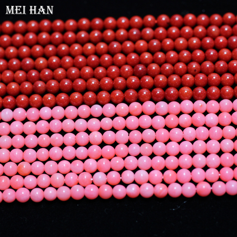 Wholesale (5 strands/set) natural grade A pink coral 4mm round loose beads with dyed color  for jewerly making ► Photo 1/1