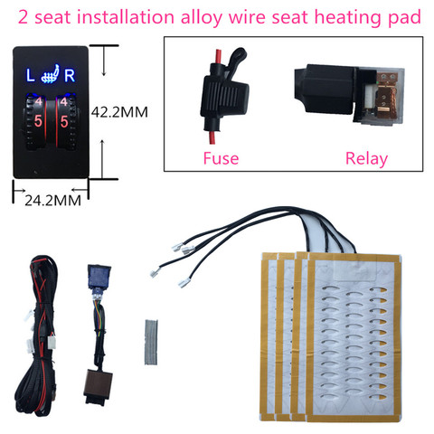 2 Seats installation  Universal Alloy wire Heated Seat Heater 12V Pads 2 Dial 5 Level Switch Winter Warmer Seat Covers ► Photo 1/6