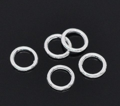 DoreenBeads Zinc metal alloy Closed Soldered Jump Rings Round Silver Plated 6mm( 2/8