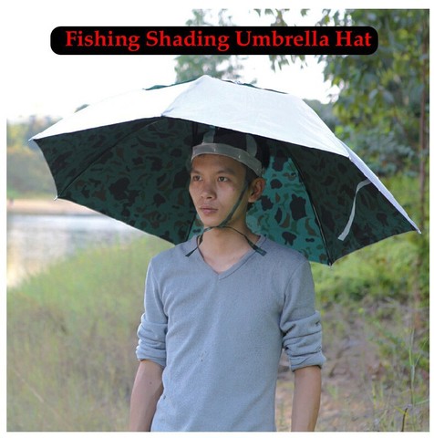 1 Piece Camouflage Three Folding Large Fishing Cap Shading Sun-proof Fish Umbrella Hat Outdoor Sports Wear Open Diameter 100cm ► Photo 1/5