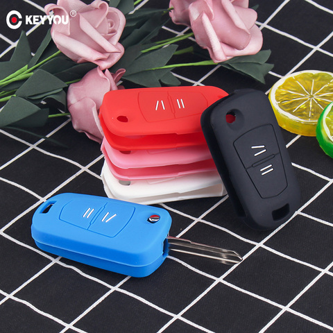 KEYYOU Remote 2 Buttons Silicone Flip Folding Car Key Shell Cover Case For Opel Corsa Astra j g h Kadett Monza ► Photo 1/6