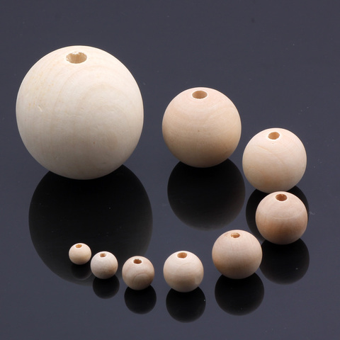 OlingArt 6/8/10/12/14/16/20/25/30/48MM Natural Wooden Round beads children's jewelry toys DIY crafts decor Accessories ► Photo 1/3