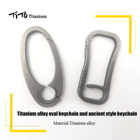 TiTo EDC Titanium Keychain Oval Titanium carabiner With Outdoor camping Titanium Chinese Ancient Style Key Ring Car buckle ► Photo 1/6