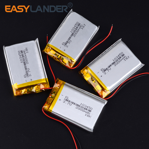 Bluetooth speaker 103450 3.7V 2000MAH lipo polymer lithium rechargeable battery for MP3 GPS navigator DVD recorder e-book camera ► Photo 1/1