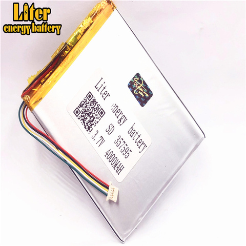 1.0MM 5pin connector 357595 4000mah 3.7V lithium polymer battery for tablet pc rechargeable battery ► Photo 1/3