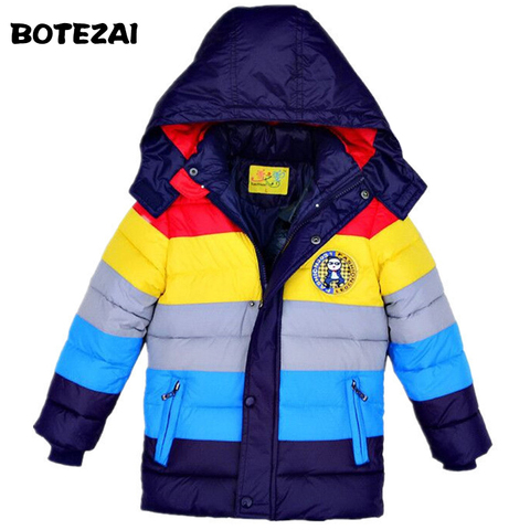 Infant Fashion Jackets Boys Stripe Winter Down Coat 2022 Baby Wear Kids Warm Outerwear Hooded For 2-7 Yrs Children Clothes ► Photo 1/6