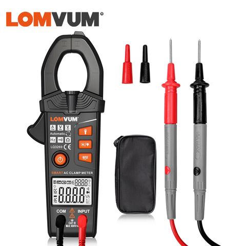 LOMVUM Smart Clamp Meter Digital Non-Contact 6000 600A AC DC Current Voltage Ture Rms NCV Multimeter Frequency LED FlashLight ► Photo 1/6