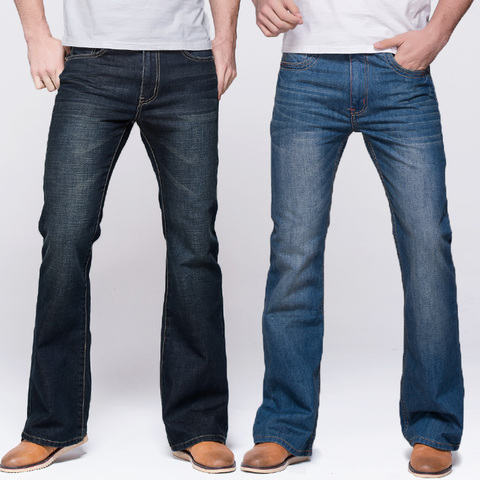 Mens Flared Jeans Boot Cut Leg Flared Male Classic Denim Jeans