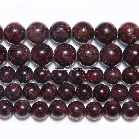 Free Shipping Natural Stone B Quality Dark Red Garnet Round Loose Beads 15