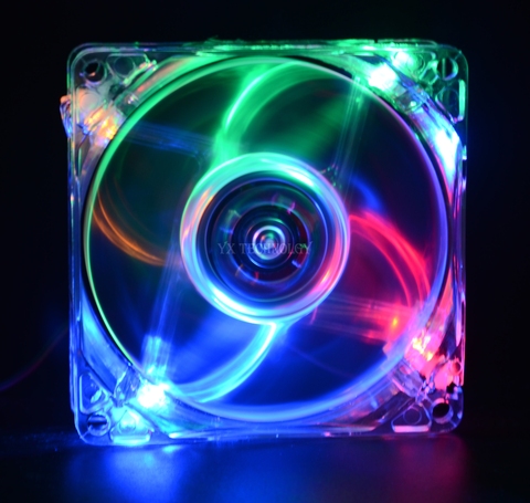SZYTF  8025 GDT Green Red Bule Four color LED PC Computer Case Brushless Cooling Fan 80mm 8080x25mm 8025S DC 12V 4Pin Cooler ► Photo 1/5