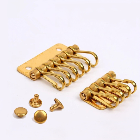 1 x Solid Brass metal key snap hook key holder Key Row Rivet Hook Keyring Organizer Holder Leather Craft Key case purse Hardware ► Photo 1/5