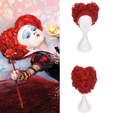 Halloween Alice in Wonderland Red Queen Cosplay Wig Role Play Queen of Hearts Costume Red Hair +Wig Cap ► Photo 1/1