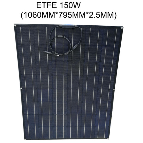 Total Black flexible solar panel ETFE 150W 24v battery charger, semi flexible solar panel, mono solar cell ► Photo 1/5