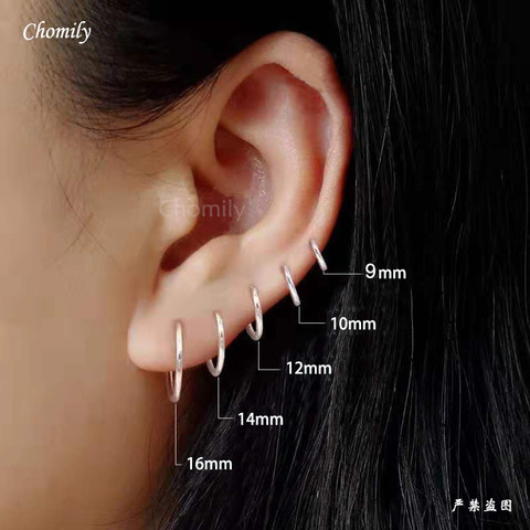 925 Sterling Silver Small Hoop Earrings For Women Ear Bone Hoop Simple Mini Small Round Circle Earrings Silver Earrings Hoop ► Photo 1/6