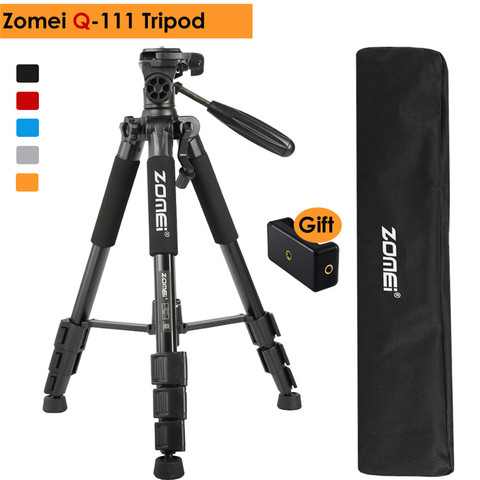 ZOMEI Q111 Professional Portable Travel Aluminum Alloy Camera Tripod Pan Head for Canon Nikon SLR Gift Strap & Phone Holder ► Photo 1/1