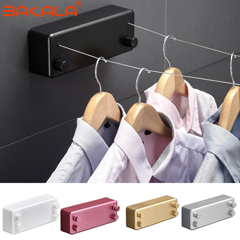 Home 4M steel wire Invisible Wall Hanger Indoor Retractable Solid Clothesline Retractable Clothesline clothes dryer ► Photo 1/6