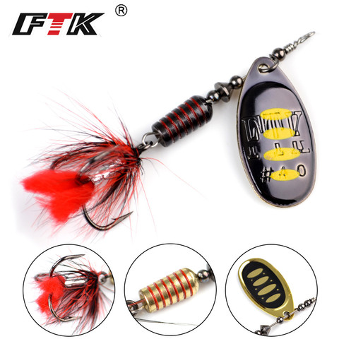 FTK Spinner Bait Fishing Lure Spoon 1pc Feather Saltwater Lure Accessories Treble Hook Metal Hard Lure Wobblers Tackle ► Photo 1/6