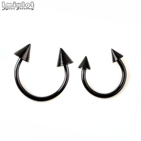 10PCS Spike Septum Piercing Black Stainless Steel Nose Septum Ring For Men Women Cartilage Earrings Lip Nipple Eyebrow Rings ► Photo 1/6