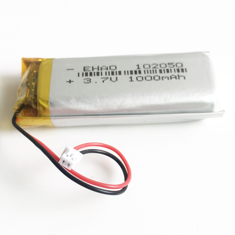 3.7V 102050 1000mAh lithium polymer lipo Rechargeable battery JST 1.25mm 2pin plug for KTV household wired microphone GPS Camera ► Photo 1/6