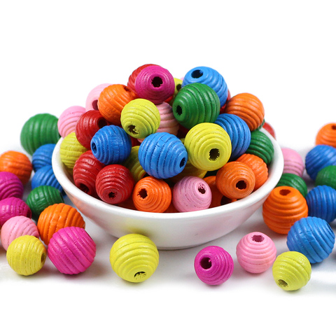 JHNBY DIY 30pcs Thread Wooden Beads For Jewelry Making Eco-Friendly Lead-Free Crafts Kids Toys 16/12mm Spacer Beading Loose Bead ► Photo 1/6