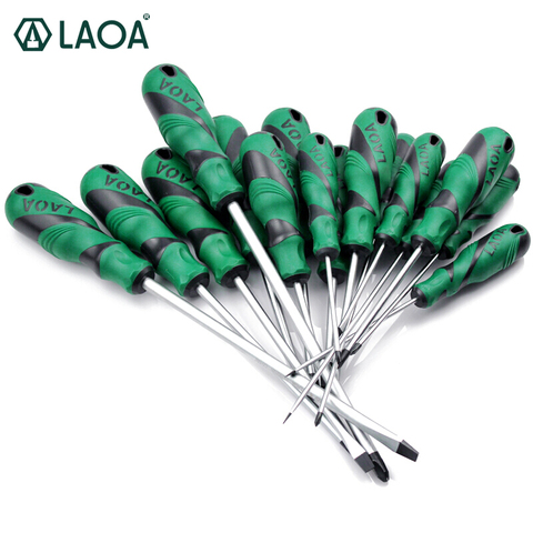 LAOA 1pcs Slotted Screwdriver S2 Material Phillips Screwdrivers Double Color handle Screw Driver With Magnetism ► Photo 1/6