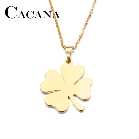 CACANA Stainless Steel Necklace For Women Man Lover's Clover Gold And Silver Color Pendant Necklace Engagement Jewelry ► Photo 1/6