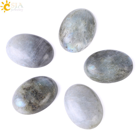 CSJA Natural Labradorite Cabochon Beads Gray Spectrolite Protective Stones CAB Domed Bead for Jewelry Making Men Women Ring F526 ► Photo 1/6