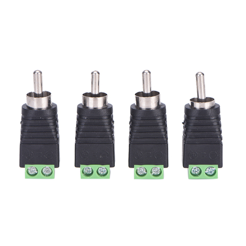 New 4pcs/lot CCTV Phono RCA Male Plug TO AV Terminal Connector Video AV Speaker Wire cable to Audio Male RCA Connector Adapter ► Photo 1/5