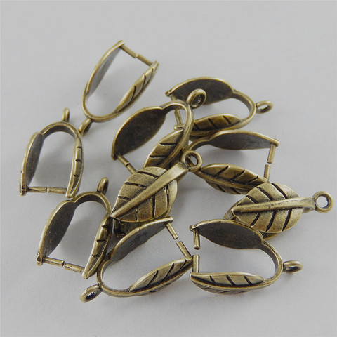 12pcs Antiqued Bronze Tone Brass Vivid Leaf Clasps End Pendant Charms Findings Handmade Jewelry Accessory 37468 ► Photo 1/4