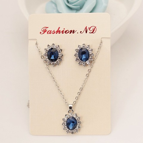 set The New High-grade Navy Blue Suit, Blue Royal Princess Same Paragraph Imitation Gemstones Necklace Set Wholesale ► Photo 1/3