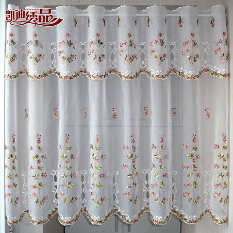 Countryside Half-curtain Luxurious Embroidered Window Valance Wear Tube Lace Hem Coffee Curtain for Kitchen Cabinet Door A-113 ► Photo 1/4
