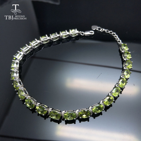 TBJ,Simple and classic bracelet with 100% natural 12ct peridot gemstone fine jewelry in 925 silver for women daily wear gift ► Photo 1/6