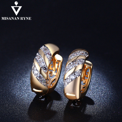 MISANANRYNE Classic Design Gold Color AAA CZ Wedding Hoop Earrings for Women Fashion jewelry Design Gift Accessories ► Photo 1/6